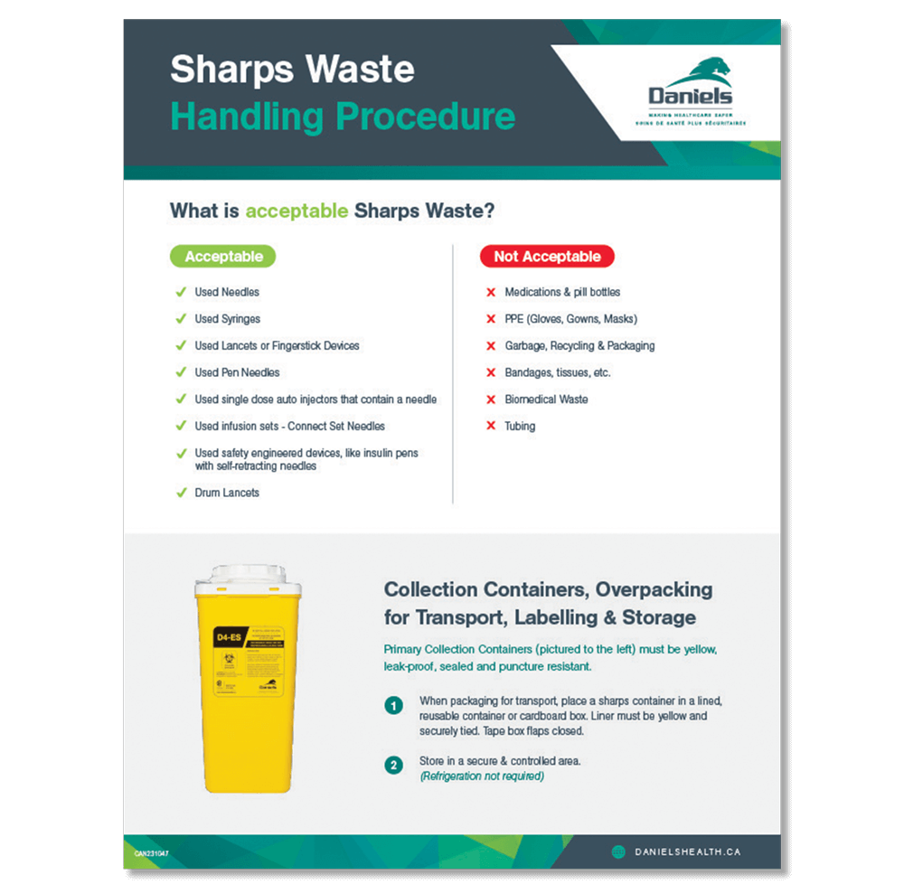 Sharps Container Visual Guide Sharps Waste Handling Procedures | Daniels Health